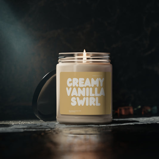 Creamy Vanilla Swirl Scented Soy Candle, 9oz